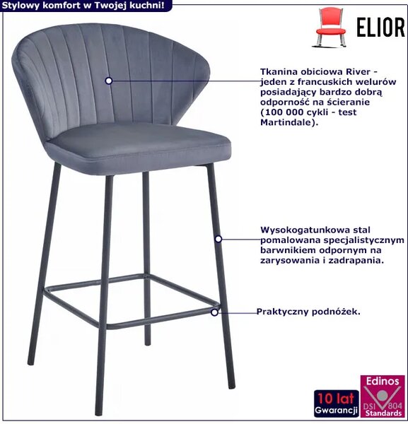 Metalowy ciemnoszary hoker z oparciem B0-T22