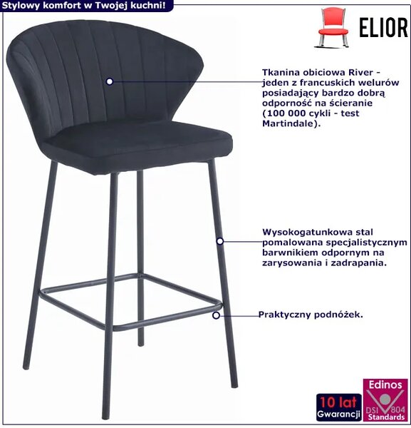 Metalowy czarny tapicerowany hoker W7-S55