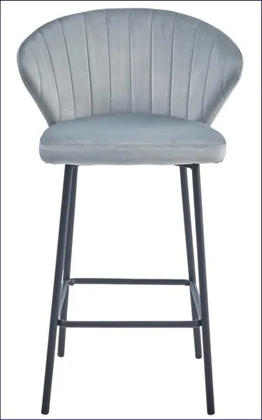 Tapicerowany barowy hoker glamour srebrno szary B5-K09