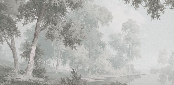 Fototapeta Szaro-biały krajobraz z drzewami i rzeką, Fototapety Natura, Popularne Fototapety, t00856 - Tapeko.pl
