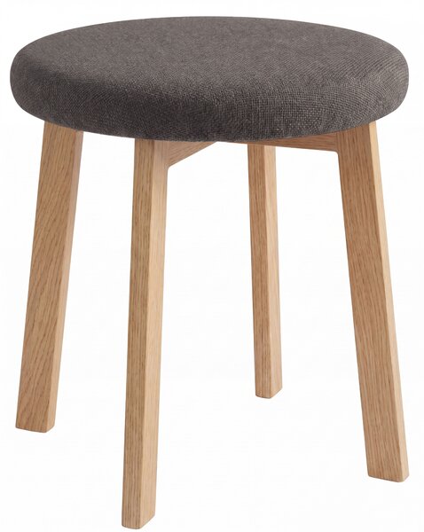 Taboret okrągły ZOI Beż Taupe (Storm 26) / stelaż dębowy