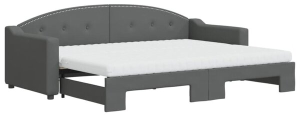 Sofa rozsuwana z materacami, ciemnoszara, 80x200 cm, tkanina