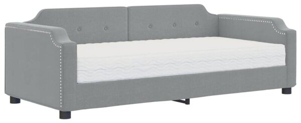 Sofa z materacem do spania, jasnoszara, 90x200 cm, tkanina