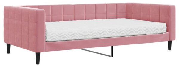 Sofa z materacem do spania, różowa, 100x200 cm, aksamit