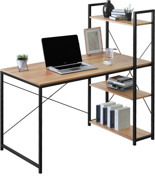 Biurko loftowe z półkami industrialne Trosa Modern Oak