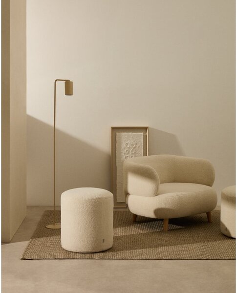 Kremowy puf z materiału bouclé Kaeli – Kave Home