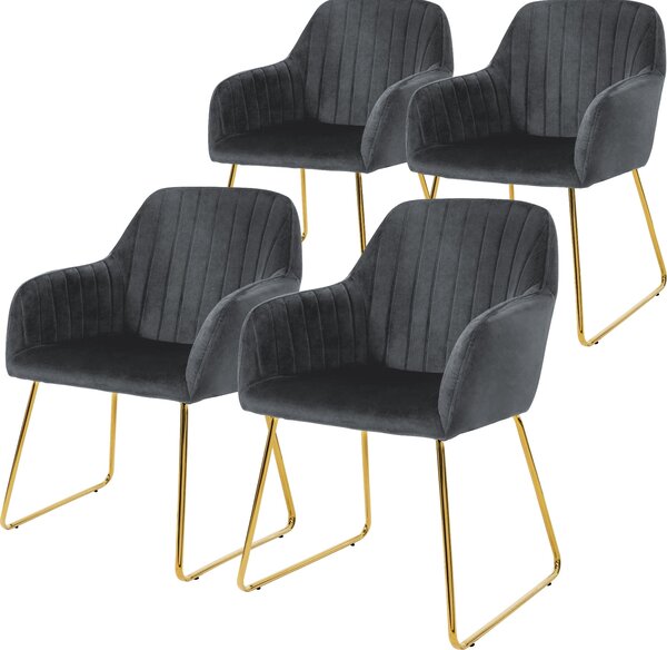Zestaw 4 krzeseł do jadalni ML-Design z oparciem, szare, wykonane z aksamitu