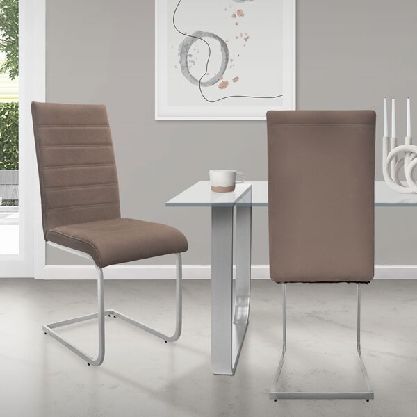 Zestaw 2 krzeseł do jadalni ML-Design z oparciem, brązowe, wykonane z imitacji skóry