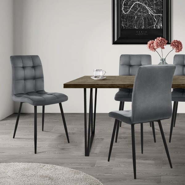 Zestaw 4 krzeseł do jadalni ML-Design z oparciem, antracytowe, wykonane z aksamitu