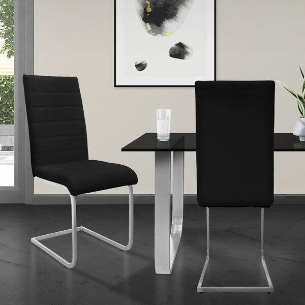Zestaw 2 krzeseł do jadalni ML-Design z oparciem, czarne, wykonane z imitacji skóry