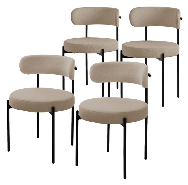 ML-Design zestaw 4 krzeseł do jadalni, krzesło kuchenne, wykonane z pluszowej tkaniny w kolorze brązowym, krzesło do salonu z oparciem, krzesła tapicerowane z metalowymi nogami, krzesło do salonu