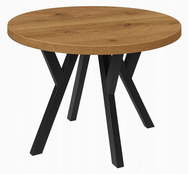 Stół ława okrągły 100cm blat 3,6cm Metal Dąb Craft PROMOCJA Kod: 6712