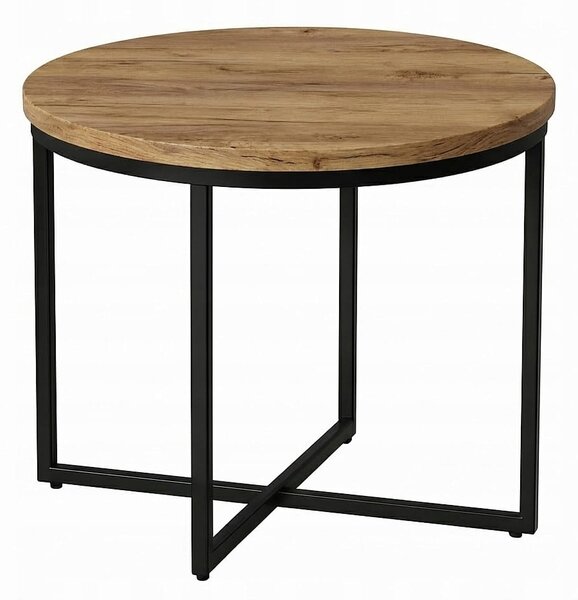 Stolik okolicznościowy okrągły 71 cm metal Dąb Craft PROMOCJA I ArtDHome