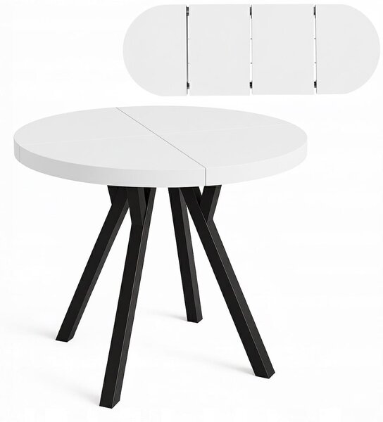 Stół rozsuwany okrągły 80/180cm blat 3,6cm Metal Biały PROMOCJA Kod: 6710/2