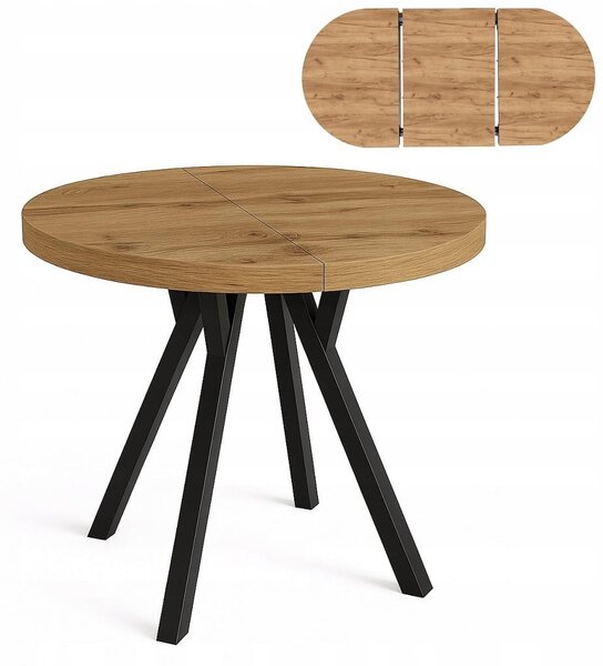 Stół rozsuwany okrągły 80/130cm blat 3,6cm Dąb Craft PROMOCJA I ArtDHome