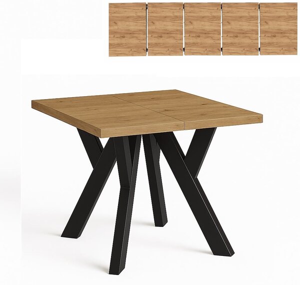 Stół rozsuwany 100x100/250 blat 3,6cm Metal Dąb Craft PROMOCJA I ArtDHome
