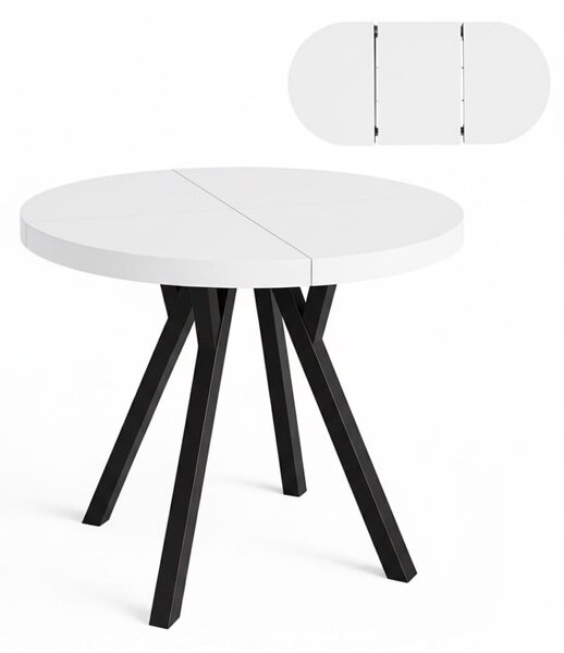 Stół rozsuwany okrągły 80/130cm blat 3,6cm Metal Biały PROMOCJA I ArtDHome