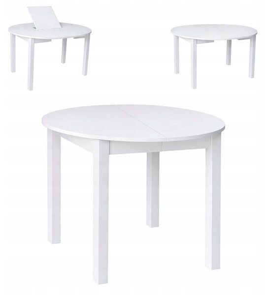 Stół rozsuwany okrągły 85/125cm blat 1,8cm Biały Alaska PROMOCJA Kod:5538/1