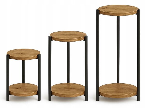 Kwietnik Stojący Stojak na Kwiaty Zestaw Dąb Craft Metal PROMOCJA I ArtDHome