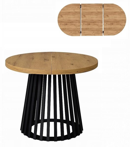 Stół Lamele rozsuwany okrągły 80/130cm blat 3,6cm Metal PROMOCJA Kod:6750/1
