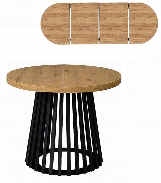 Stół Lamele rozsuwany okrągły 80/180cm blat 3,6cm Metal PROMOCJA Kod:6750/2