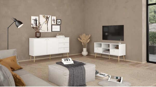 Biała szafka pod TV 117x61 cm Bodo – Tvilum