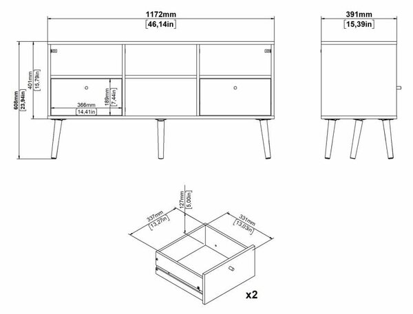 Antracytowa szafka pod TV 117x61 cm Bodo – Tvilum