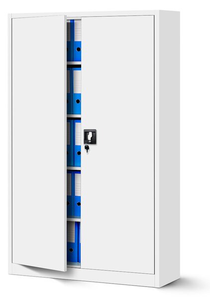 Biurowa szafa metalowa na akta JAN II, 1150 x 1850 x 400 mm, biała
