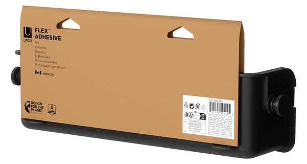 Czarna plastikowa półka łazienkowa bez wiercenia Flex Adhesive – Umbra
