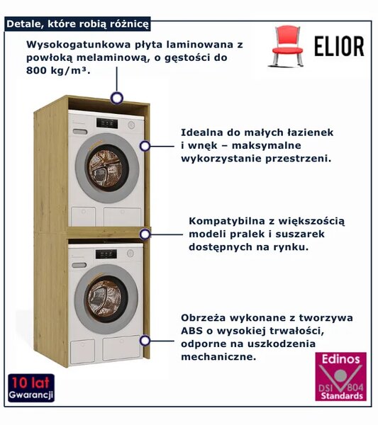Szafka na pralkę do łazienki dąb artisan S9-L58