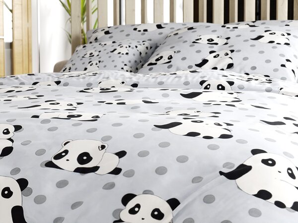 Pościel z mikrowłókna PANDA szare Rozmiar pościeli: 70 x 80 cm | 140 x 200 cm