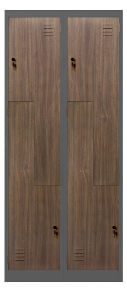 JAN NOWAK EcoDesign model JULIA, 800 x 1850 x 450 mm, szafa metalowa ubraniowa w stylu loft: antracyt/orzech