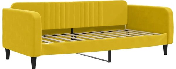 Sofa z funkcją spania, żółta, 100x200 cm, obita aksamitem