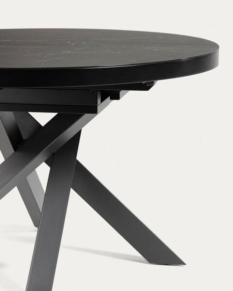 Czarny okrągły rozkładany stół z ceramicznym blatem ø 160 cm Vashti – Kave Home