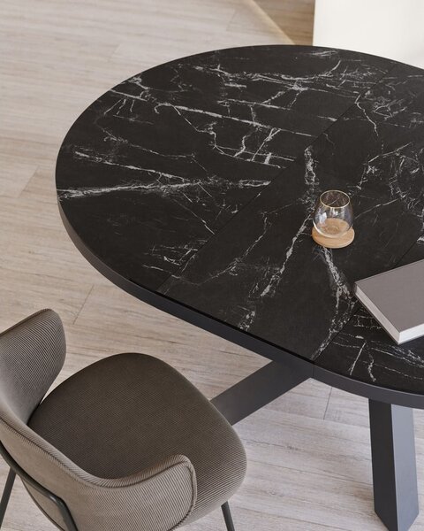 Czarny okrągły rozkładany stół z ceramicznym blatem ø 160 cm Vashti – Kave Home