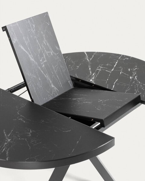 Czarny okrągły rozkładany stół z ceramicznym blatem ø 160 cm Vashti – Kave Home