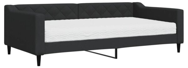 Sofa z materacem do spania, czarna, 100x200 cm, tkanina