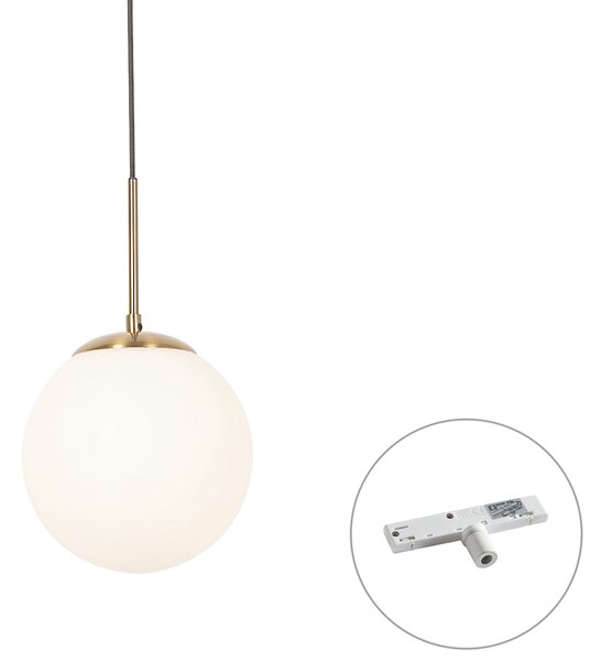 Lampa wisząca w stylu Art Deco złota z opalowym szkłem z adapterem szynowym białym 1-fazowym - Slimline Flore