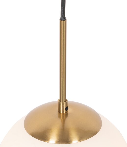 Lampa wisząca w stylu Art Deco złota z opalowym szkłem z adapterem szynowym białym 1-fazowym - Slimline Flore