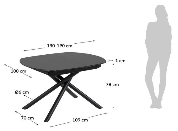 Rozkładany stół z dodatkowym blatem z ceramicznym blatem 100x130 cm Yodalia – Kave Home