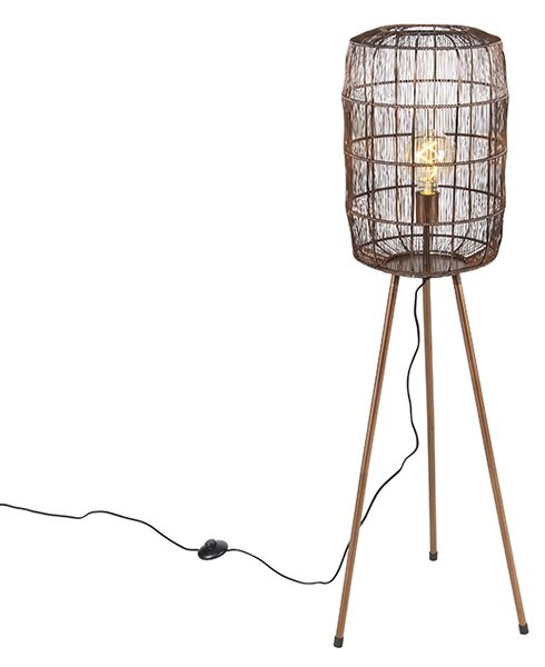 Nowoczesna lampa podłogowa trójnóg miedziana - Redo