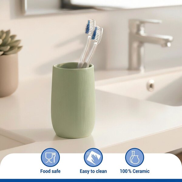 Zielony kubek na szczoteczki do zębów ceramiczny Fablo – Wenko
