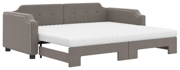 Sofa rozsuwana z materacami, kolor taupe, 90x200 cm, tkanina