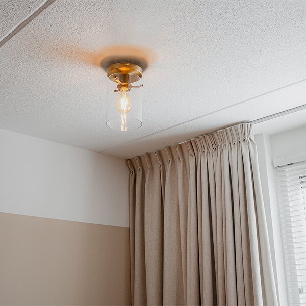 Nowoczesna lampa sufitowa brązowa ze szkłem - Dome