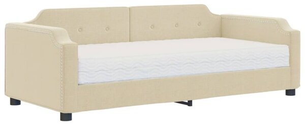 Sofa z materacem do spania, kremowa, 90x200 cm, tkanina