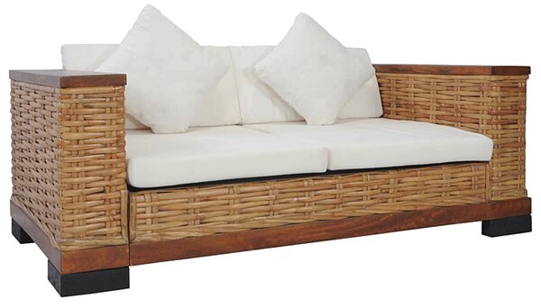 Sofa dwuosobowa - rattan + brąz G6-G54