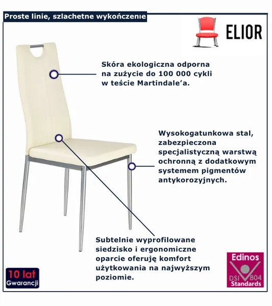 Kremowe metalowe krzesło tapicerowane E1-Z08