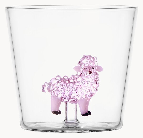 Ręcznie wykonana szklanka ze szkła borokrzemowego Pink Sheep