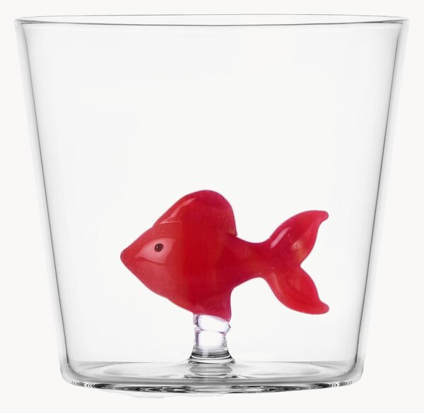 Ręcznie wykonana szklanka ze szkła borokrzemowego Red Fish
