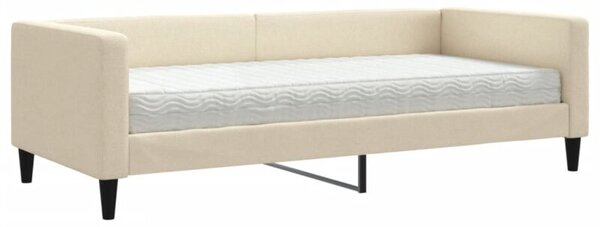 Sofa z materacem do spania, kremowa, 90x200 cm, tkanina